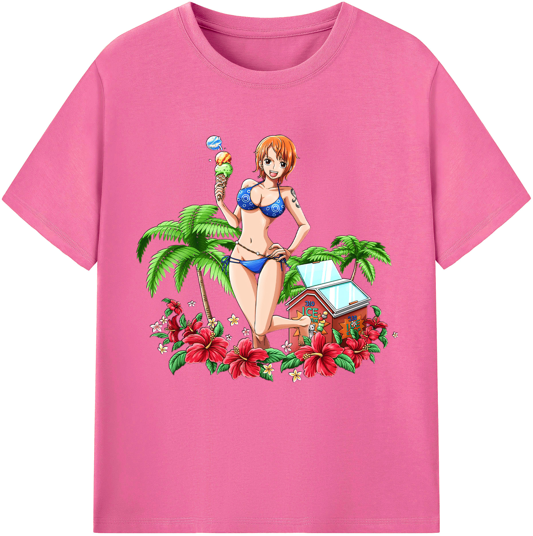 （画像用） ワンピース ナミ ONE PIECE Nami レディースカジュアルプリントTシャツ（綿100％）